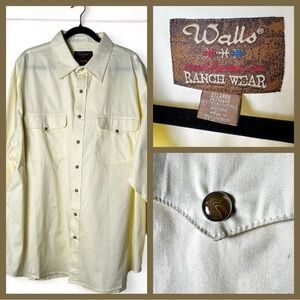 Walls‎ Ranchwear - Yellow Pearl Snap Long Sleeve Button Down - Sz. 2X